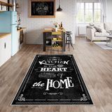 West Home Dijital Baskılı Yıkanabilir Kaymaz Taban Mutfak Halısı - 60 x 100 cm - Siyah