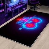 West Home Gamer Halı Oyuncu Odası Için LED Işık Görselli Yıkanabilir Kaymaz Taban Halı Genç Odası Için Halı - 100 x 400 cm - Mavi