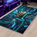 West Home Gamer Halı Oyuncu Odası Için LED Işık Görselli Yıkanabilir Kaymaz Taban Halı Genç Odası Için Halı - 100 x 400 cm - Yeşil