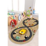 West Home Makinede Yıkanabilir Kaymaz Taban Leke Tutmaz Antialerjik Yol Desenli Çocuk Odası Halısı Oyun Halısı