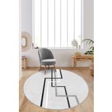 West Home Makinede yıkanabilir kaymaz taban leke tutmaz gri yuvarlak mutfak halısı ve balkon halısı