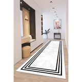 West Home Makinede Yıkanabilir Kaymaz Taban Leke Tutmaz Modernkesme Yolluk Mutfak Yolluk Halı Yolluk - 140 x 350 cm - Beyaz