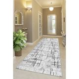 West Home Makinede Yıkanabilir Kaymaz Taban Leke Tutmaz Modernkesme Yolluk Mutfak Yolluk Halı Yolluk - 140 x 400 cm - Gri