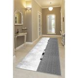 West Home Makinede Yıkanabilir Kaymaz Taban Leke Tutmaz Modernkesme Yolluk Mutfak Yolluk Halı Yolluk - 180 x 200 cm - Gri