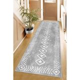 West Home Makinede Yıkanabilir Kaymaz Taban Leke Tutmaz Modernkesme Yolluk Mutfak Yolluk Halı Yolluk - 60 x 150 cm - Gri