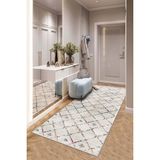 West Home Makinede Yıkanabilir Kaymaz Taban Leke Tutmaz Modernkesme Yolluk Mutfak Yolluk Halı Yolluk - 80 x 150 cm - Beyaz