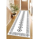 West Home Makinede Yıkanabilir Kaymaz Taban Leke Tutmaz Modernkesme Yolluk Mutfak Yolluk Halı Yolluk - 80 x 200 cm - Beyaz