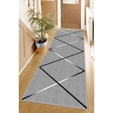 West Home Makinede Yıkanabilir Kaymaz Taban Leke Tutmaz Modernkesme Yolluk Mutfak Yolluk Halı Yolluk - 80 x 450 cm - Gri