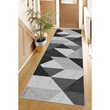West Home Makinede Yıkanabilir Kaymaz Taban Leke Tutmaz Polyester Modern Yolluk Halı - 140 x 200 cm - Siyah