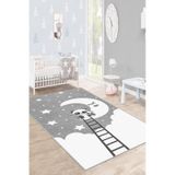West Home Makinede Yıkanabilir Kaymaz Taban Leke Tutmaz Yıldız Desenli Bebek Ve Çocuk Halısı Oyun Matı Wh 512 Grey Gri