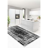 West Home Yıkanabilir Kaymaz Leke Tutmaz Salon Halısı Mutfak Halısı Koridor Halısı Yolluk ve Paspas - 120 x 180 cm - Siyah