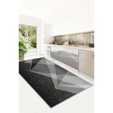 West Home Yıkanabilir Kaymaz Leke Tutmaz Salon Halısı Mutfak Halısı Koridor Halısı Yolluk ve Paspas - 120 x 450 cm - Gri