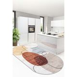 West Home Yıkanabilir Kaymaz Leke Tutmaz Salon Halısı Mutfak Halısı Koridor Halısı Yolluk ve Paspas - 160 x 250 cm - Bej - Kahverengi