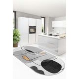 West Home Yıkanabilir Kaymaz Leke Tutmaz Salon Halısı Mutfak Halısı Koridor Halısı Yolluk ve Paspas - 40 x 60 cm - Gri - Siyah