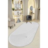 West Home Yıkanabilir Kaymaz Leke Tutmaz Salon Halısı Mutfak Halısı Koridor Halısı Yolluk ve Paspas - 80 x 400 cm - Gri - Beyaz