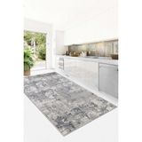 West Home Yıkanabilir Kaymaz Leke Tutmaz Salon Halısı Mutfak Halısı Koridor Halısı Yolluk ve Paspas - Gri - 200 x 400 cm