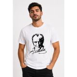 West İç Giyim westicgiyim Atatürk Baskılı Beyaz Tişört Kadın Unisex %100 Pamuk Rahat Kalıp Günlük T-Shirt