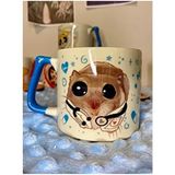 Westartic Sad Üzgün Hamster Doktor Temalı Seramik Kupa Bardak 250 ml Mavi Renkli Tasarım