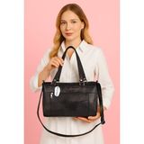 Westbag Hakiki Deri Lüks Siyah Kol Omuz Askılı Çapraz Postacı Çok Gözlü Siyah Çanta Ergonomik Tasarım ile Casual Kullanım İçin