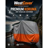 WestCover Arora Mojito 50 (Gri-Turuncu Parç.)Motosiklet Branda Su-Toz Geçirmez Motor Örtü - ARKA ÇANTA UYUMSUZ