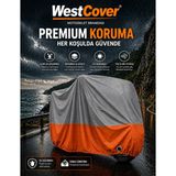 WestCover Honda PCX150 (Gri-Turuncu Parç.)Motosiklet Branda Su-Toz Geçirmez Motor Örtü - ARKA ÇANTA UYUMLU
