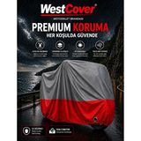 WestCover Yamaha X-Max 300 Tech Max (Gri-Kırmızı Parç.)Motosiklet Branda Su-Toz Geçirmez Motor Örtü - ARKA ÇANTA UYUMSUZ