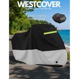 WestCover Yamaha X-Max 400 Tech Max Arka Çanta Uyumlu (Gri-Siyah Reflektörlü) 4 Mevsim Motosiklet Brandası Örtüsü - GRİ SİYAH-ARKA ÇANTALI REF.