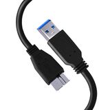 Western Digital WD/Seagate/Elements/Toshiba/My Passport/Samsung Galaxy S5 M3 1TB/Hitachi/Xbox/PS4 için Taşınabilir Sabit Disk için TechMax Usb 3.0 A - Micro B Harici Sabit Sürücü Kablosu - Siyah (50cm)