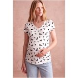 WESTMARK LONDON Hamile Ekru Pamuklu V-Yaka Kısa Kollu Baskılı T-Shirt ADELYN