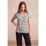 WESTMARK LONDON Kadın Gri Desenli Viskon / Polyester Karışımlı Regular Fit V-Yaka Kısa Kol T-Shirt BELLAMY