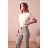 WESTMARK LONDON Kadın Kar Beyazı Viskon / Polyester Karışımlı Regular Fit Bisiklet Yaka Kısa Balon Kollu T-Shirt HOLLIS