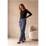 WESTMARK LONDON Kadın Siyah Fitilli %95 Pamuk / %5 Elastan Slim Fit Bisiklet Yaka Uzun Kollu Yan Büzgülü Bağcıklı Bluz ANGELA