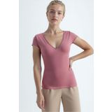 WESTMARK LONDON Pembe V Yaka Kısa Kollu Kadın T-Shirt VALLI V-NECK S/S TOP
