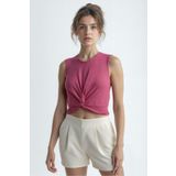 WESTMARK LONDON Şeker Pembe Bisiklet Yaka Pamuklu Kolsuz Crop Kadın T-Shirt TIANA S/L TOP