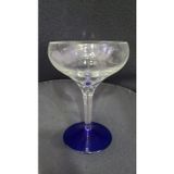 Weston Kristal Kobalt Mavi Ayaklı Kokteyl Bardağı, El Üflemeli Cam, Art Deco Stil, Likör Bardağı, 1 Adet