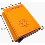 Westpolo Hakiki Deri Unisex Mekanizmalı Cüzdan – 8 Kartlık - Hardal - Tek Ebat