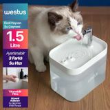 Westus inPets H13 1.5 Litre Ultra Sessiz Evcil Hayvan Kedi Köpek Su Pınarı Çeşmesi | Su Sebili Şelalesi | 3 Akış Hızı Kontrollü | Yıkanabilir Filtreli | Gıda Sınıfı Antibakteriyel (BPA Free)
