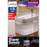 Westus inPets H13™ 1.5L Ultra Sessiz Otomatik Evcil Hayvan Kedi Köpek Su Pınarı Çeşmesi | Su Sebili Şelalesi | 3 Akış Hızı | +2 Hediye Yedek Filtreli