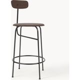 Westwing Afteroom Deri Bar Taburesi - Bej, Metal Ayaklı, Minimalist Tasarım - Siyah - Ahşap Rengi
