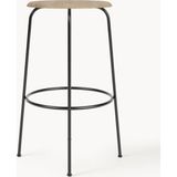 Westwing Afteroom Deri Bar Taburesi - Siyah, Minimalist Metal Ayaklı - Siyah - Ahşap Rengi