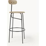 Westwing Afteroom Metal ve Ahşap Bar Taburesi - Minimalist, Konforlu Tasarım - Siyah - Ahşap Rengi