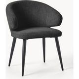 Westwing Celia Bouclé Kollu Sandalye - Midcentury Stil, Yarım Ay Sırtlık, Fsc® Sertifikalı - Siyah