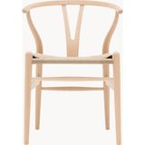 Westwing Hans J. Wegner CH24 Wishbone Sandalye - Açık Mavi El Örgüsü Oturak - Naturel Ahşap