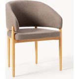 Westwing Nemo Kollu Sandalye - Modern Tasarım, 35 Kg/m³ Süngerli, Meşe Gövdeli - Kapuçino