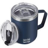 WETOWETO 14oz Kahve Kupası, Vakum Yalıtımlı Kapaklı Kamp Kupası, Çift Duvar Paslanmaz Çelik Seyahat Bardak Kupası, Termal Kahve Kupası, Toz Boya Lacivert