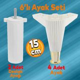 Wetra Line 6Li Set Mobilya Tv Unitesi Cekyat Koltuk Kanepe Destek Ayagi 15 Cm Beyaz Altin M8 Civata