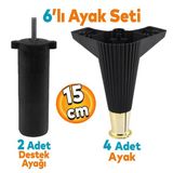 Wetra Line 6Li Set Mobilya Tv Unitesi Cekyat Koltuk Kanepe Destek Ayagi 15 Cm Siyah Altin M8 Civata