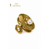 Weweus Çiçek Yan İncili Koyu Gold Parlak Metal Mini Premium Mandal Toka