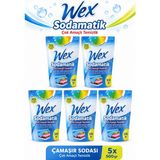 Wex Sodamatik Çamaşır Sodası 500 gr - 5 Paket - Çamaşır Makinesi Kireç Önleyici ve Leke Çıkarıcı Soda Optik Etkili Çok Amaçlı Kullanım - 2,5 kg