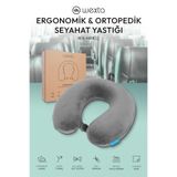 Wexta Ergonomik Ortopedik Seyahat Boyun Yastığı, Visco Sünger, Gri, 30x30 cm
